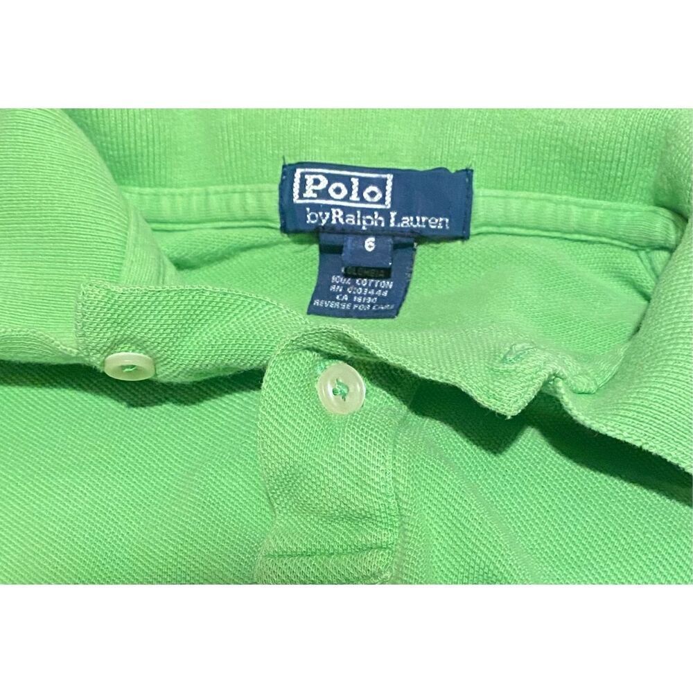Boy’s Neon Green Ralph Lauren Polo with Blue Polo Logo